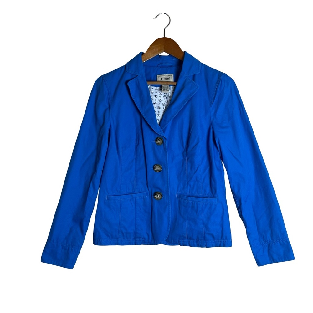 L.L. Bean blue 100% cotton blazer. Size 10 petite